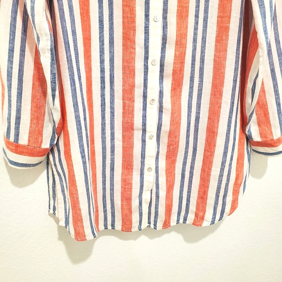 ARTISAN NY | 100% Linen Long Sleeve Striped Button Down Shirt Size M - Picture 3 of 12